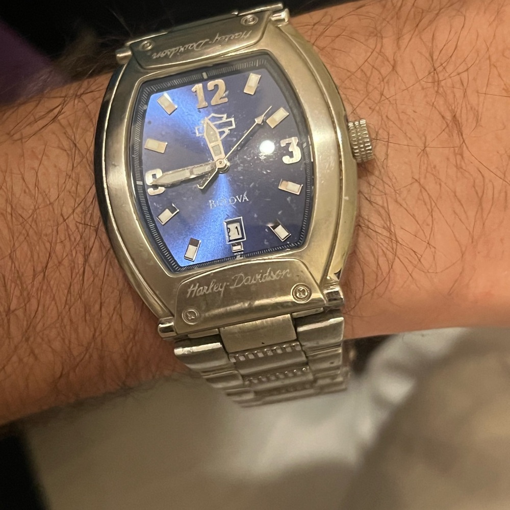 Bulova Silver and Blue Watch - Picture 3 of 3